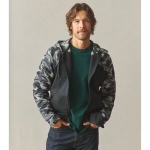 NWOT American Giant Men Raglan Classic Full Zip Hoodie XL Black Camo Made in USA